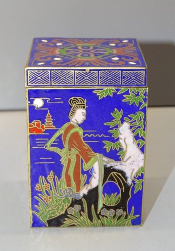 -JOLIE BOITE EMAUX CLOISONNES DECOR CHINE ASIE COLLECTION VITRINE déco   D