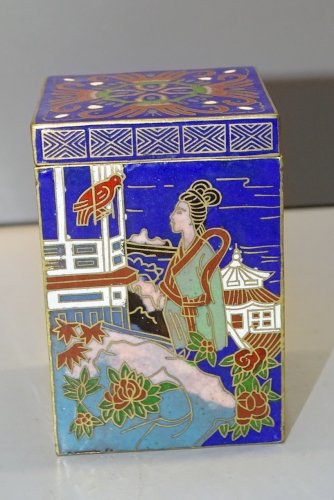 -JOLIE BOITE EMAUX CLOISONNES DECOR CHINE ASIE COLLECTION VITRINE déco   D