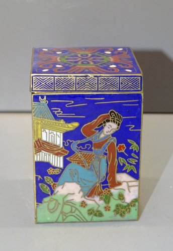 -JOLIE BOITE EMAUX CLOISONNES DECOR CHINE ASIE COLLECTION VITRINE déco   D