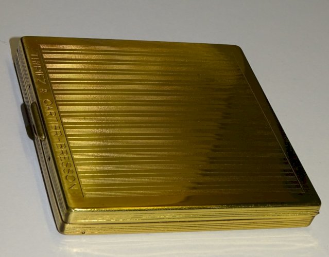-JOLIE BOITE POUDRIER MIROIR DE SAC THIRIEZ CARTIER BRESSON METAL doré   D