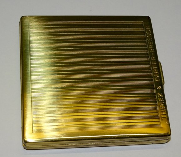 -JOLIE BOITE POUDRIER MIROIR DE SAC THIRIEZ CARTIER BRESSON METAL doré   D