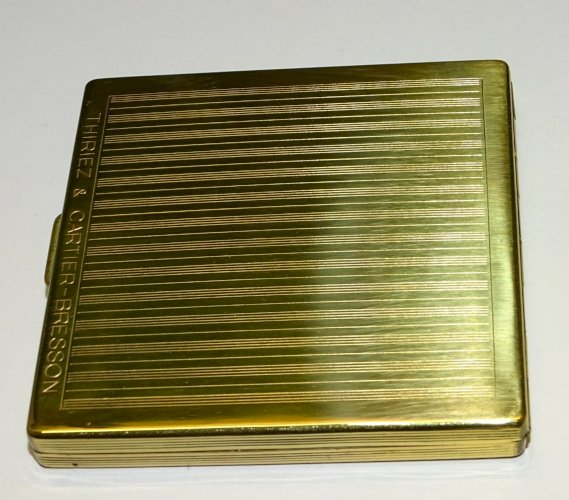 -JOLIE BOITE POUDRIER MIROIR DE SAC THIRIEZ CARTIER BRESSON METAL doré   D