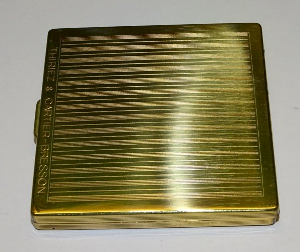 -JOLIE BOITE POUDRIER MIROIR DE SAC THIRIEZ CARTIER BRESSON METAL doré   D