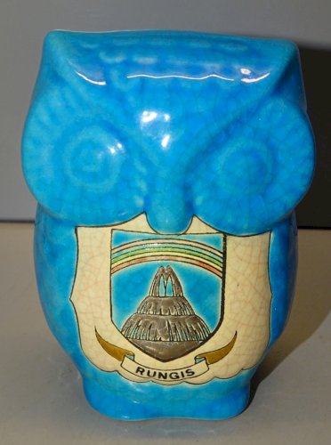 -JOLIE CHOUETTE EMAUX de LONGWY Marqué RUNGIS  BLEUE COLLECTION VITRINE    D