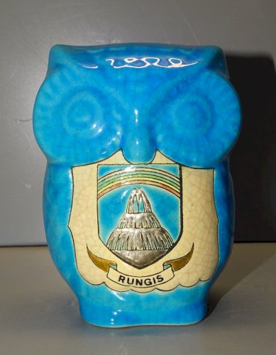 -JOLIE CHOUETTE EMAUX de LONGWY Marqué RUNGIS  BLEUE COLLECTION VITRINE    D