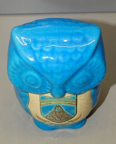 -JOLIE CHOUETTE EMAUX de LONGWY Marqué RUNGIS  BLEUE COLLECTION VITRINE    D