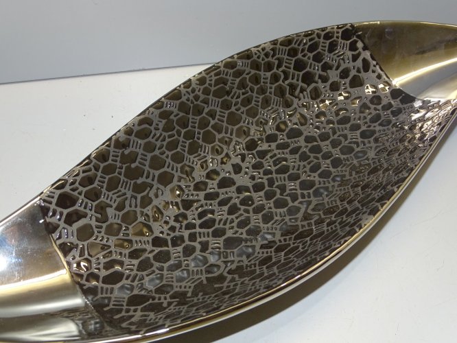 -JOLIE COUPE A FRUITS CERAMIQUE VINTAGE NOIRE & ARGENTEE SANS MARQUE APPARENTE D