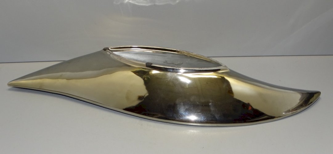 -JOLIE COUPE A FRUITS CERAMIQUE VINTAGE NOIRE & ARGENTEE SANS MARQUE APPARENTE D