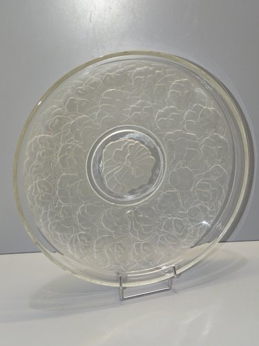 -JOLIE COUPE EN VERRE A DECOR DE PENSEES COLLECTION VITRINE DECO TABLE FRUITS  D