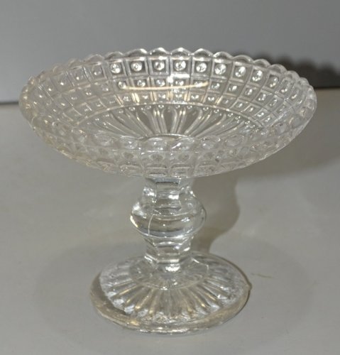 -JOLIE COUPELLE BAGUIER ou COMPOTIER MINIATURE VERRE Moulé marqué GR VITRINE  D