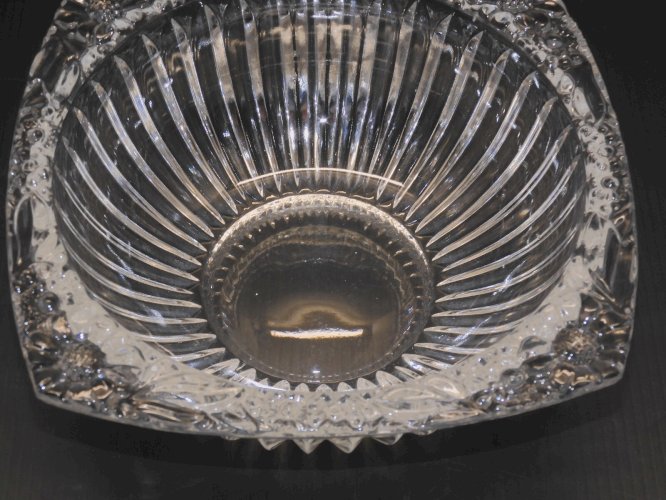 -JOLIE COUPELLE  CRISTAL BORD HAUT à décor de FLEURS ETZEL BITCHE VIDE POCHE   D