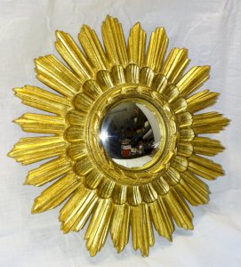 -JOLIE GLACE de SORCIERE XXe RESINE DOREE Marque VALROSS FRANCE déco vintage  D