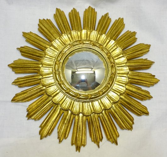 -JOLIE GLACE de SORCIERE XXe RESINE DOREE Marque VALROSS FRANCE déco vintage  D