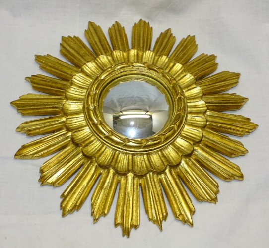 -JOLIE GLACE de SORCIERE XXe RESINE DOREE Marque VALROSS FRANCE déco vintage  D