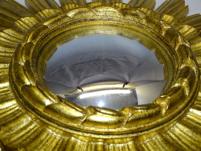 -JOLIE GLACE de SORCIERE XXe RESINE DOREE Marque VALROSS FRANCE déco vintage  D