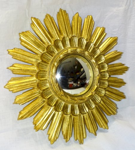 -JOLIE GLACE de SORCIERE XXe RESINE DOREE Marque VALROSS FRANCE déco vintage  D