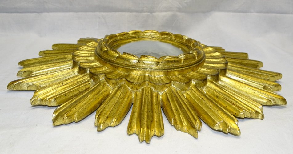 -JOLIE GLACE de SORCIERE XXe RESINE DOREE Marque VALROSS FRANCE déco vintage  D