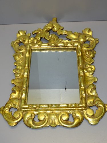 -JOLIE GLACE MURALE MIROIR BOIS Doré XXe déco COLLECTION VITRINE    D