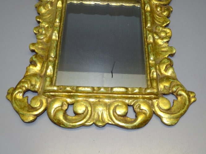 -JOLIE GLACE MURALE MIROIR BOIS Doré XXe déco COLLECTION VITRINE    D