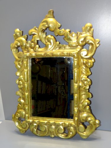 -JOLIE GLACE MURALE MIROIR BOIS Doré XXe déco COLLECTION VITRINE    D