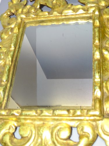 -JOLIE GLACE MURALE MIROIR BOIS Doré XXe déco COLLECTION VITRINE    D