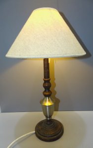 -JOLIE LAMPE A POSER XXe ABAT JOUR façon JUTE CREATION ARTISANALE déco XXe    D