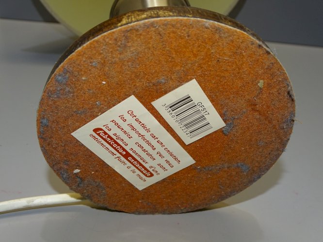 -JOLIE LAMPE A POSER XXe ABAT JOUR façon JUTE CREATION ARTISANALE déco XXe    D