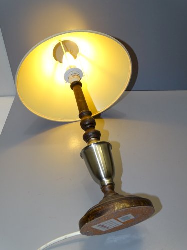 -JOLIE LAMPE A POSER XXe ABAT JOUR façon JUTE CREATION ARTISANALE déco XXe    D