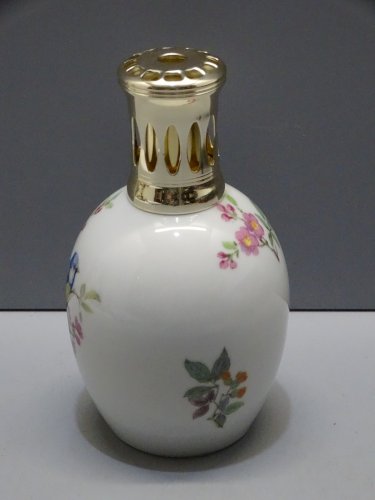 -JOLIE LAMPE BERGER PORCELAINE LIMOGES Déco PETITES MESANGES BLEUES FLEURS  D