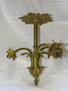 -JOLIE MONTURE LUSTRE BRONZE XIXe Pour 3 TULIPES JUS DE GRENIER DECO   D