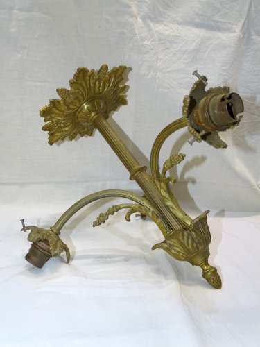 -JOLIE MONTURE LUSTRE BRONZE XIXe Pour 3 TULIPES JUS DE GRENIER DECO   D