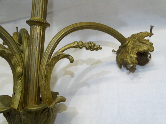 -JOLIE MONTURE LUSTRE BRONZE XIXe Pour 3 TULIPES JUS DE GRENIER DECO   D