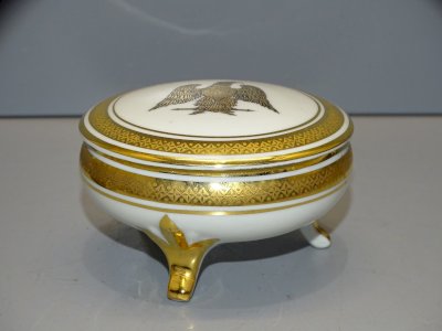 CUTE LITTLE JEWELRY BOX PORCELAIN LUXURY NAPOLEONIC EAGLE D