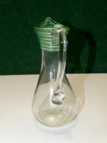 -JOLIE PETITE CARAFE VERRE Soufflé Haut avec FILETS VERRE VERT COLLECTION DECO D