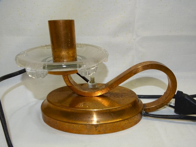 -JOLIE PETITE LAMPE A POSER EN CUIVRE ET VERRE GOÛT EZAN ART DECO  XXe    D
