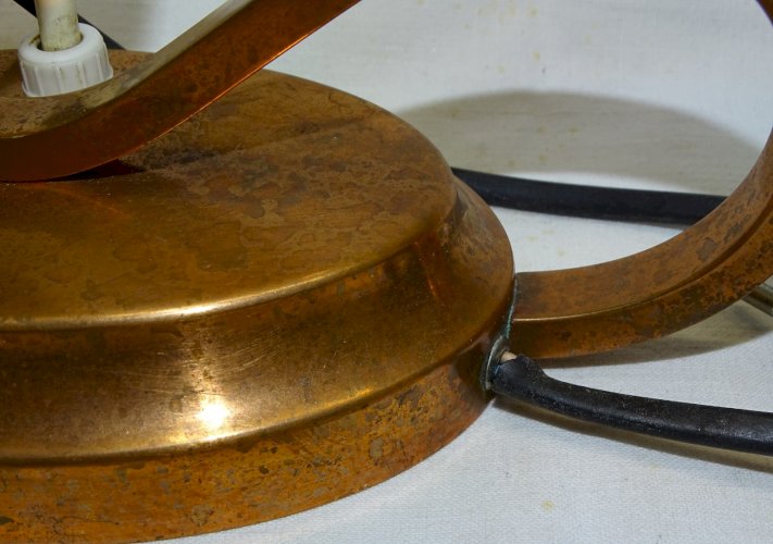 -JOLIE PETITE LAMPE A POSER EN CUIVRE ET VERRE GOÛT EZAN ART DECO  XXe    D