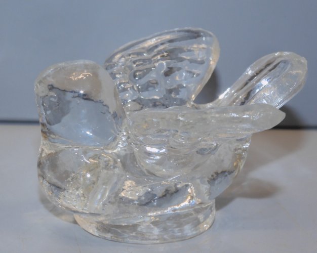 -JOLIE PETITE PAIRE DE BOUGEOIRS  DOISEAUX EN VERRE pour PETITES BOUGIES déco D