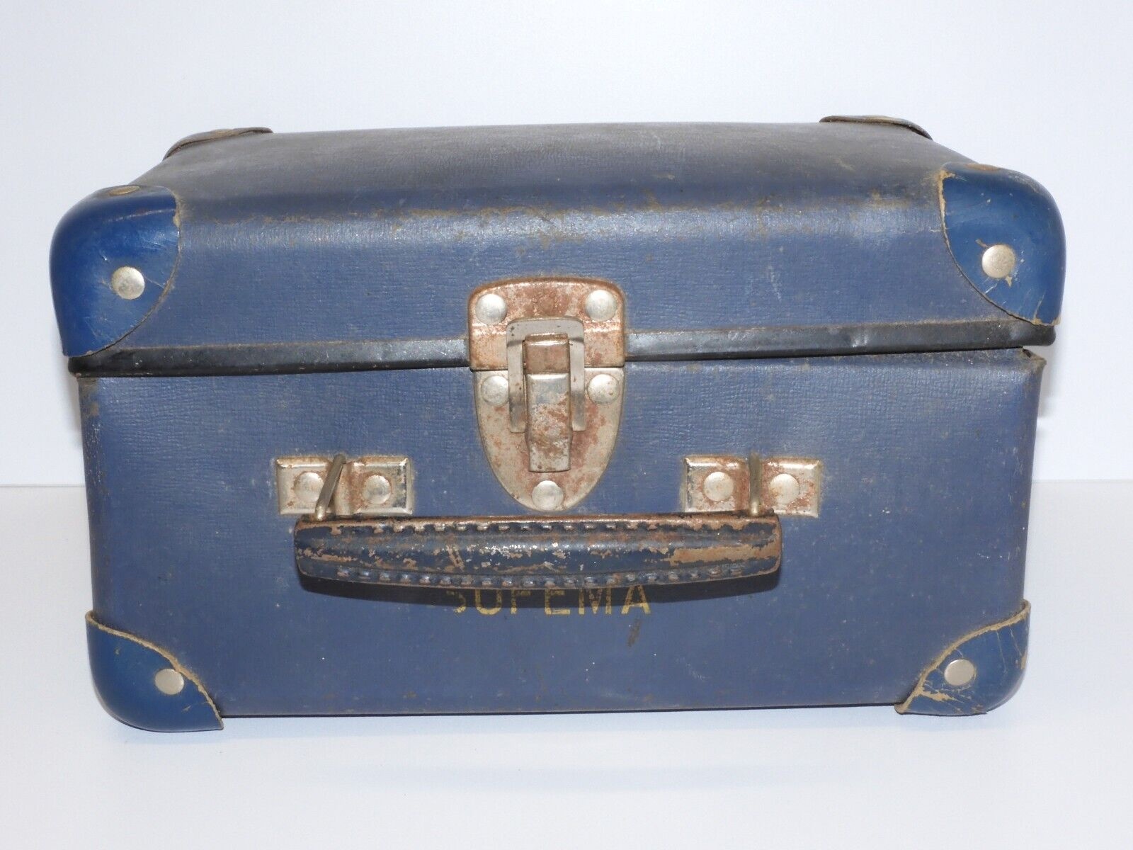 Valise Ancienne En Carton Avec Fermeture Métal - Style Rétro, Vintage, Pour Décoration Ou Rangement