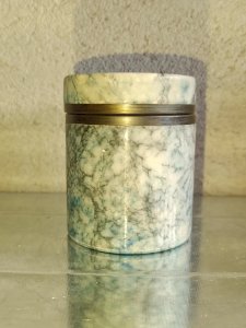 pretty antique pot in gray-blue marble or alabaster in good condition