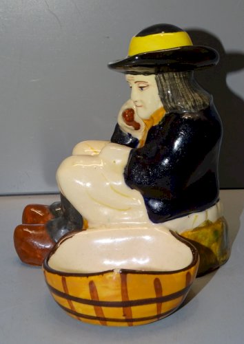-JOLIE SALIERE POIVRIERE DE TABLE CERAMIQUE HB QUIMPER VIEIL HOMME BRETON   D