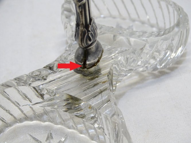 -JOLIE SALIERE POIVRIERE DE TABLE CRISTAL ET ARGENT MINERVE XIXe déco TABLE   D