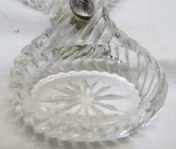 -JOLIE SALIERE POIVRIERE DE TABLE CRISTAL ET ARGENT MINERVE XIXe déco TABLE   D