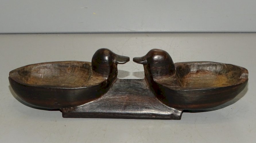 -JOLIE SALIERE SEL POIVRE 2 CANARDS BOIS COLLECTION VITRINE DECO TABLE    D