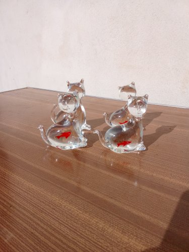 Jolie série de quatre chats en verre de Murano 
