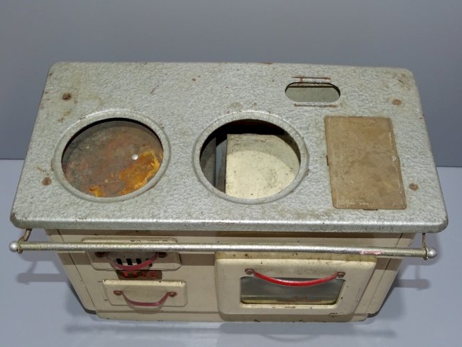 -JOUET ANCIENNE CUISINERE TOLE PEINTE BIJOU LUXE JOUET TMF JUS de GRENIER   D