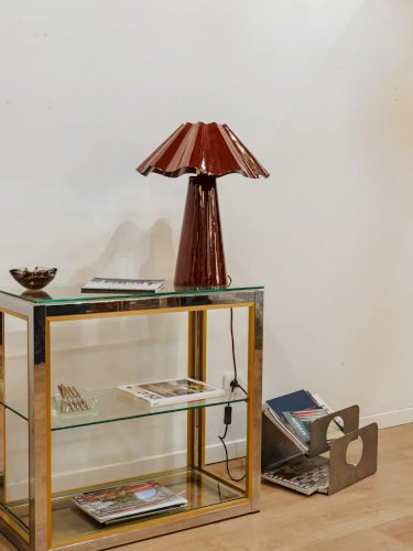 Julia, la lampe à poser en acier laqué bordeaux N°687