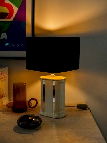 Julia, la lampe en céramique et tissu noir N°713