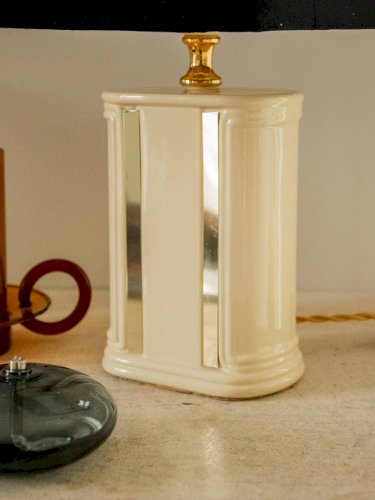 Julia, la lampe en céramique et tissu noir N°713