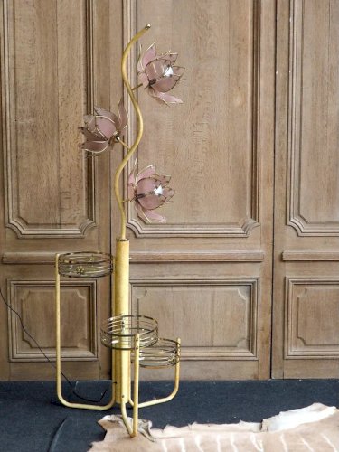 Julien, le lampadaire Lotus en verre et laiton N°293