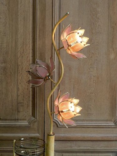 Julien, le lampadaire Lotus en verre et laiton N°293